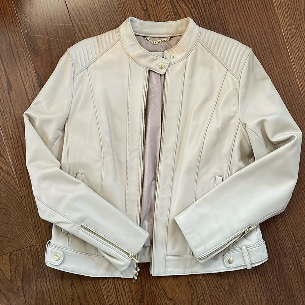 Cole Haan Leather Moto Jacket